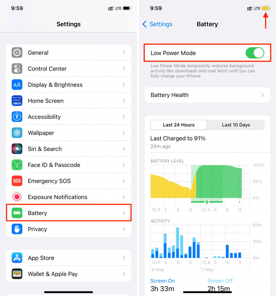 استفاده از حالت Low Power Mode