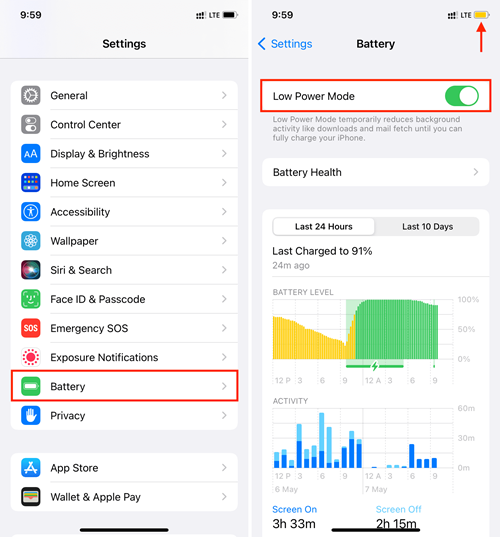فعال سازی حالت Low Power Mode