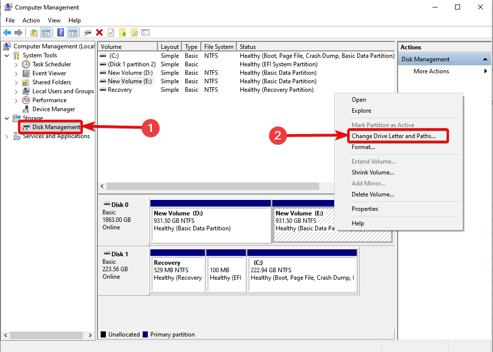  بررسی درایو در Disk Management