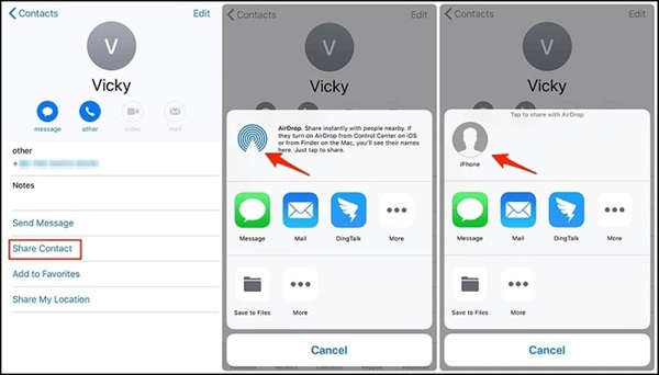 انتقال مخاطبین با AirDrop