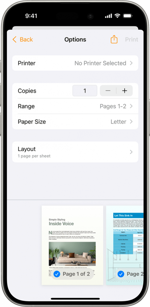 استفاده از فناوری AirPrint